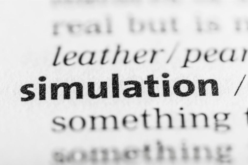 closeup of a dictionary entry for the word "simulation"