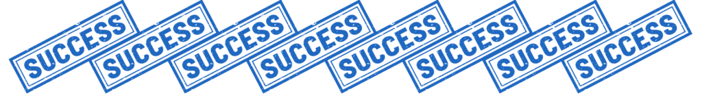 The word "Success" stamped eight times across the page